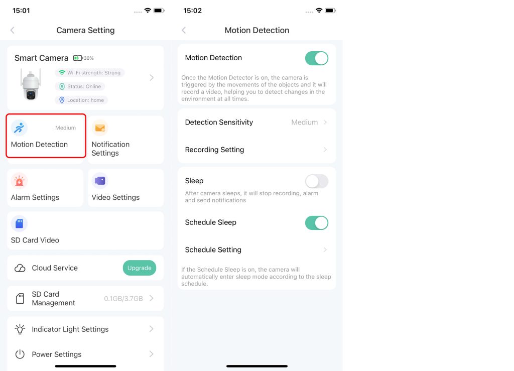 Motion Detection Settings