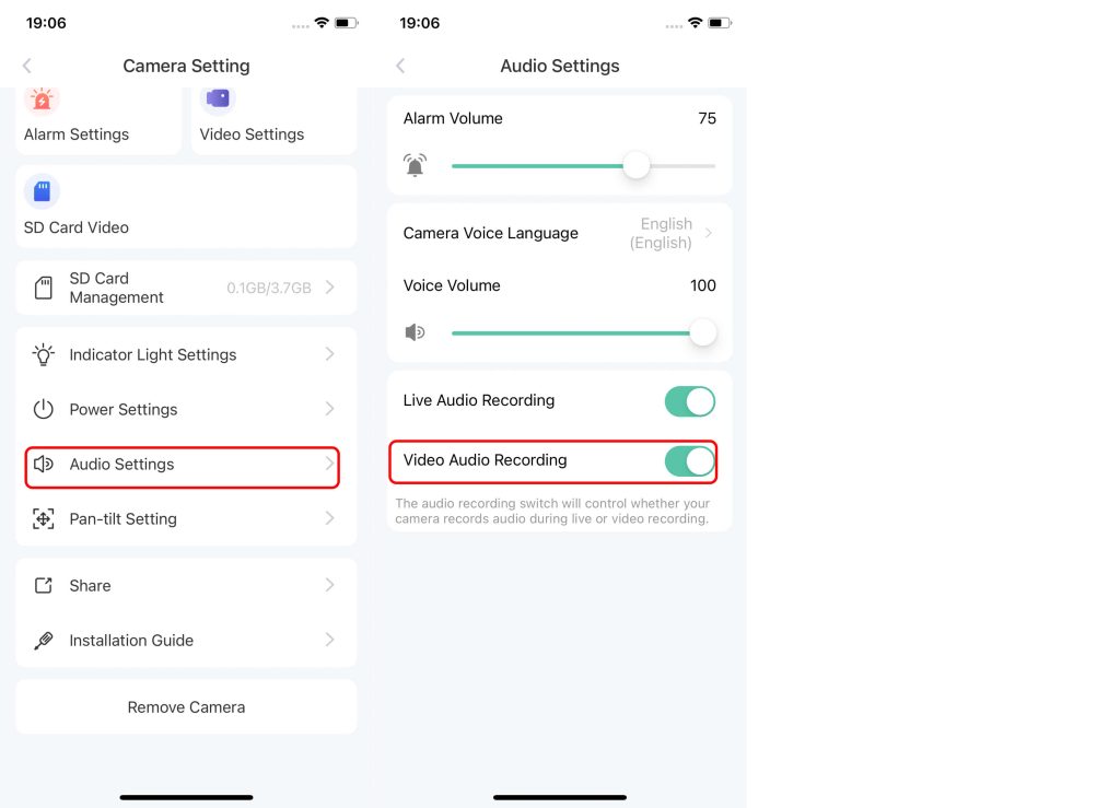 Recording Audio Settings